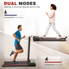 Portable Home Office Treadmill With Armrests, 265 Lbs Load Capacity, Powerful Silent Motor, 12 Programs, Remote Control