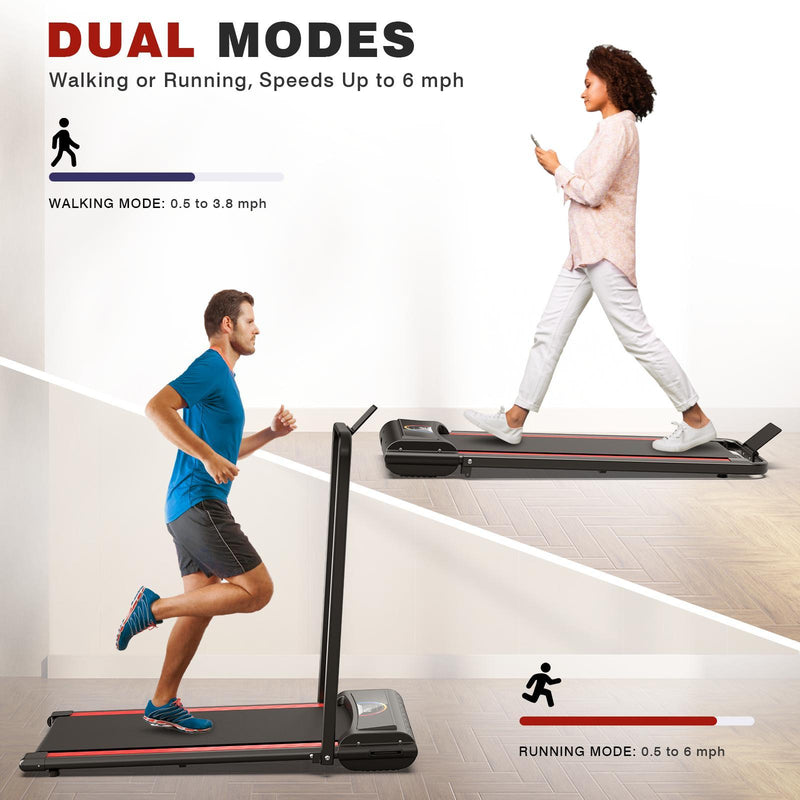 Portable Home Office Treadmill With Armrests, 265 Lbs Load Capacity, Powerful Silent Motor, 12 Programs, Remote Control