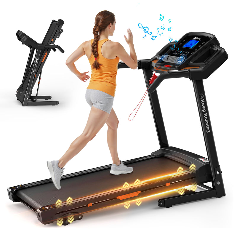 Foldable Treadmill With Incline, Folding Treadmill For Home Electric Treadmill Workout Running Machine, Handrail Controls Speed, Pulse Monitor,APP