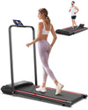 Portable Home Office Treadmill With Armrests, 265 Lbs Load Capacity, Powerful Silent Motor, 12 Programs, Remote Control